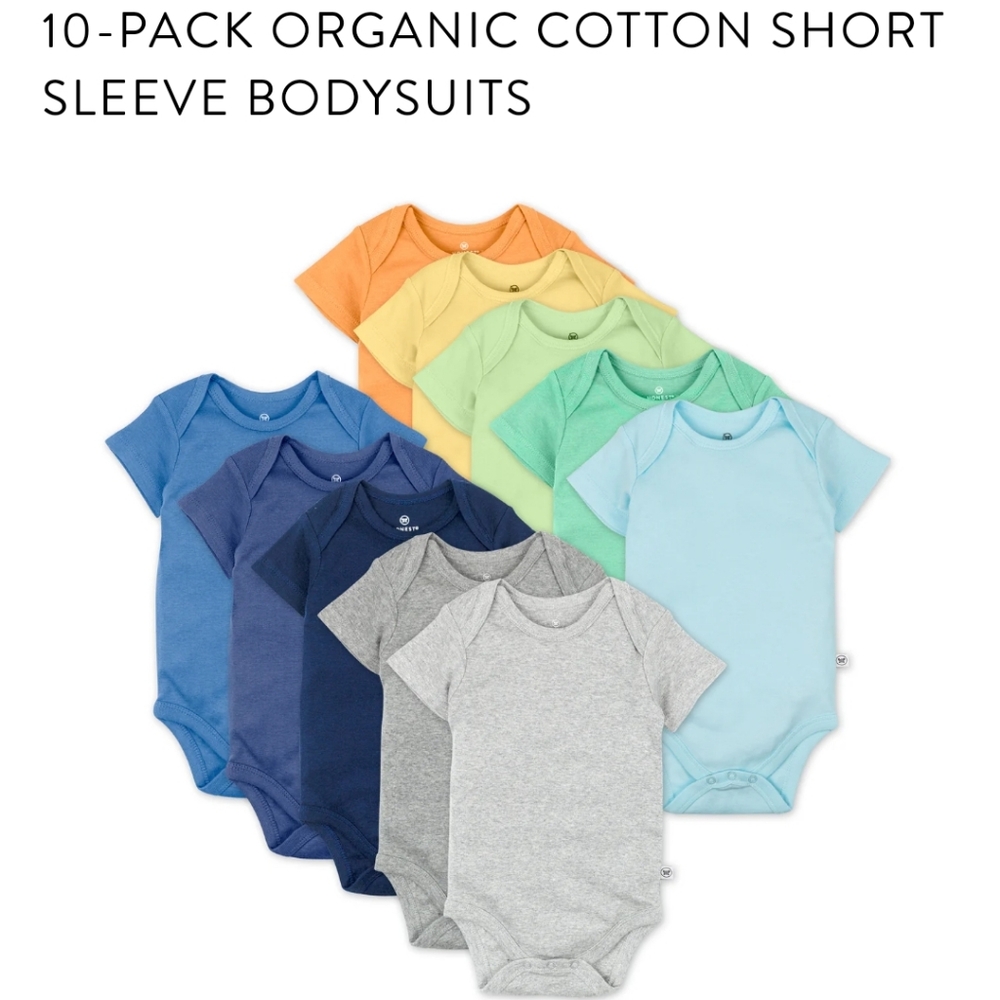 Honest Baby Clothing 10-Pack Organic Cotton Short Sleeve Bodysuits size 0-3mo
